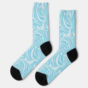 Calcetines Estampado de cebra azul y blanco en negrita