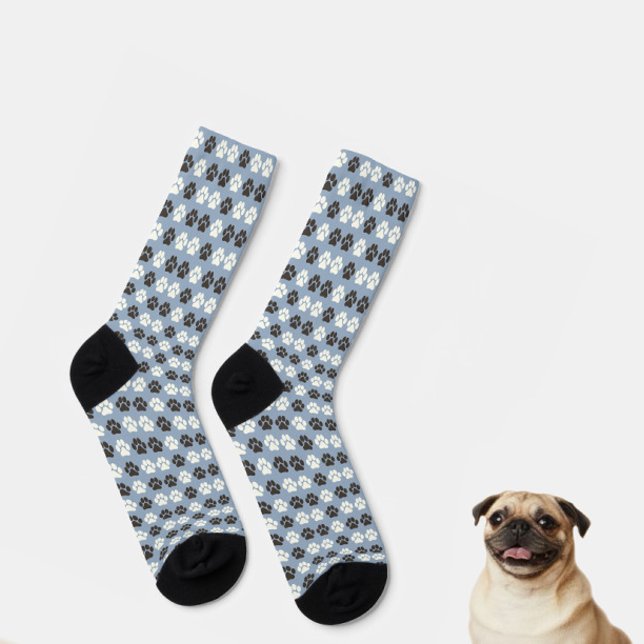 Calcetines Estampado de Huella de Pata Plata Azul (Subido por el creador)