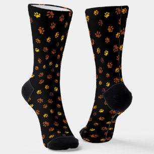 Calcetines Estampado de huellas de patas naranja amarillo mar