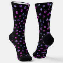 Estampado de huellas de patas rosa púrpura azul Ne