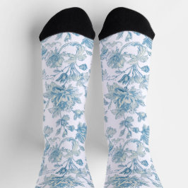 Calcetines Estampado floral azul Toile-de-jouy Chinoiseries