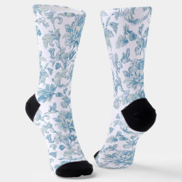 Calcetines Estampado floral azul Toile-de-jouy Chinoiseries