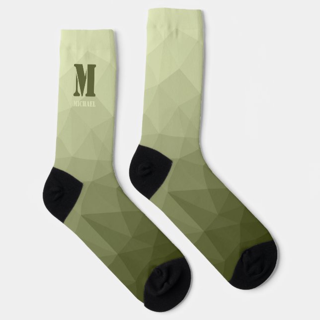 Calcetines Estampado geométrico de malla verde claro del ejér (Derecha)