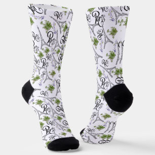 Calcetines estampado integral de parís con flores