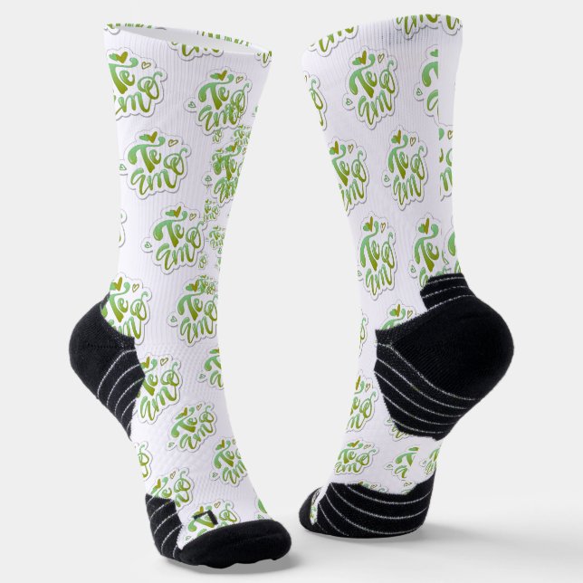 Calcetines estampado integral te amo en verde (Angular)