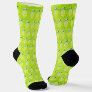 Calcetines Estampado verde de piña jugosa y kiwi