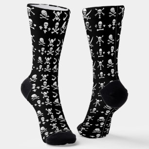 CALCETINES ESTANDARTES DE PIRATA NEGRO CALAVERA, HUESOS CRUZA