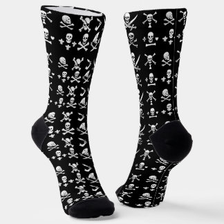 CALCETINES ESTANDARTES DE PIRATA NEGRO CALAVERA, HUESOS CRUZA