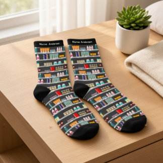 Calcetines Estantes de Farmacia de Enfermera Personalizados N