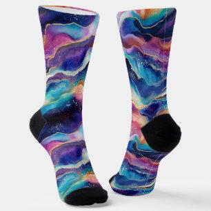 Calcetines Estética colorida moderna arco iris contra purpuri