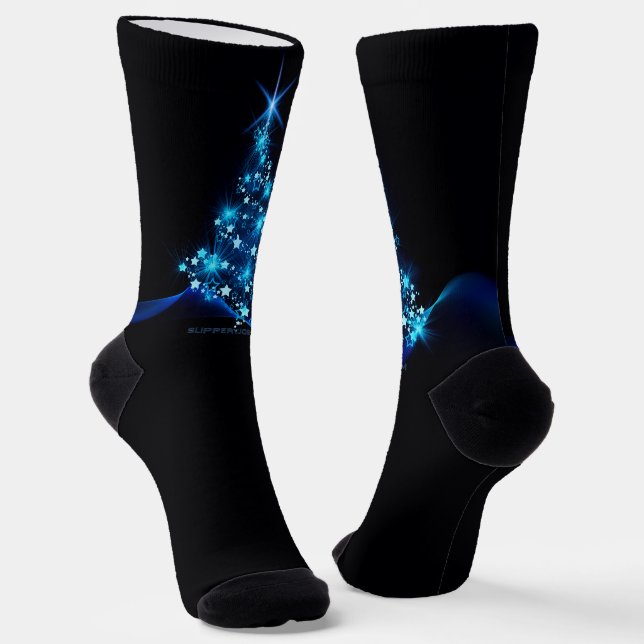 Calcetines estilizado árbol de Navidad SlipperyJoe azul brill (Angular)
