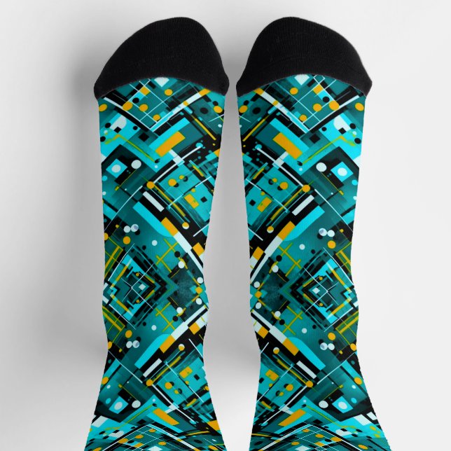 Calcetines Estilo Cubiístico Aqua (Arriba)