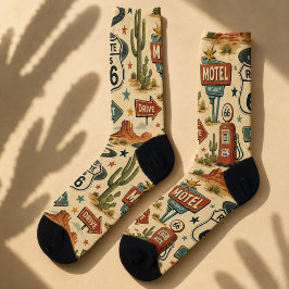 Calcetines estilo de viaje al borde de la carretera del cactu