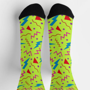 Calcetines Estilo geométrico Memphis de los 80 y 90 amarillo