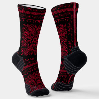 Calcetines Estilo malvado negro y rojo paisley