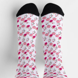 Calcetines Estilo Patrón Floral Rojo y Rosa