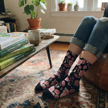Estilo Patrón Floral Rosa Impreso en Negro