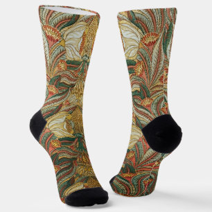 Calcetines Estilo William Morris Rosa Verde Botánico