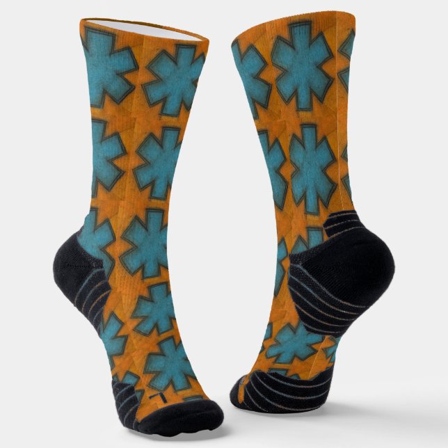 Calcetines "Estrella de la Vida" azules y naranjas (Angular)