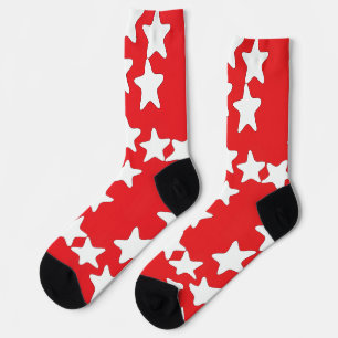 Calcetines Estrellas Blancas Sobre Rojo