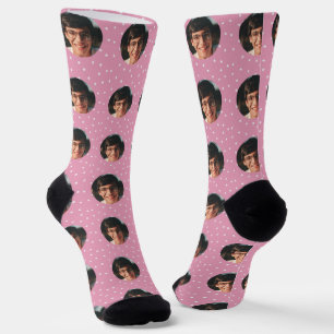 Calcetines Estrellas blancas y patrón de foto personalizada e