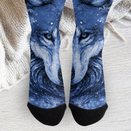 Calcetines Estrellas celestes cósmicas de lobo azul personali