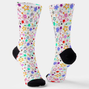 Calcetines Estrellas Coloridas Blancas