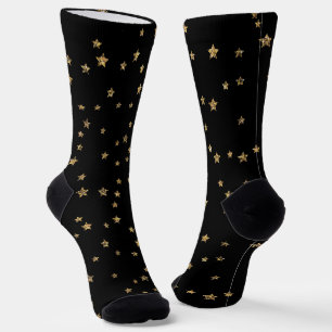 Calcetines Estrellas doradas de Confetti purpurina luce negro