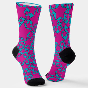 Calcetines Estrellas, Estrellas, Estrellas en Turquesa y Rosa