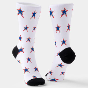 Calcetines Estrellas Rojas Blancas y Azules Patrióticas
