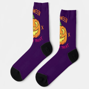 Calcetines Etiqueta de calabaza de Halloween para trucos o tr
