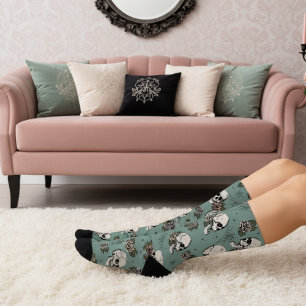 Calcetines Eucalyptus Calaveras góticas y Rosas Floral