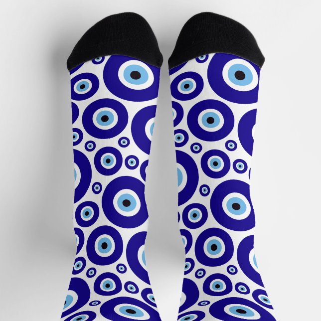Calcetines Evil Eye Pattern, Greek Eye, Turkish Eye, Nazar (Arriba)