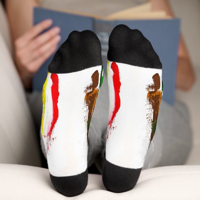 Calcetines Expresión abstracta de figuras humanas en movimien (Abajo)