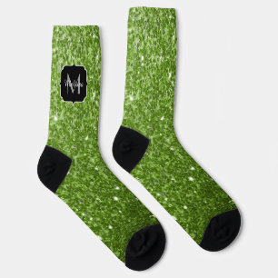 Calcetines Falso brillo de vegetación verde claro Monograma