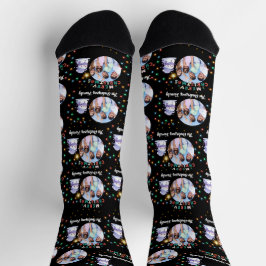 Calcetines Familia de Navidades modernos foto y nombre de Sno