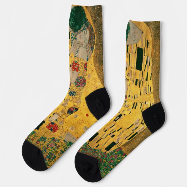 Calcetines Famoso Arte Pintando Dorado "El Beso" Gustav Klimt (Izquierda)