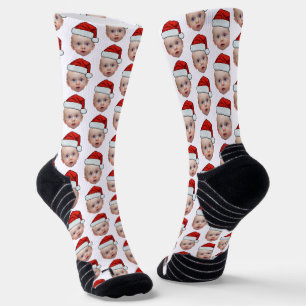 Calcetines Famoso Personalizado Face Photo Santa Head Navidad
