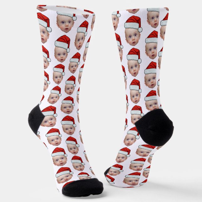 Calcetines Famoso Personalizado Face Photo Santa Head Navidad (Angular)