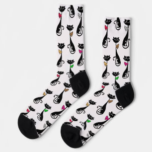 Calcetines Fancy Black Cats Quirky Pattern