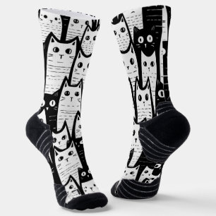 Calcetines Fancy felino: zócalos con patrones de gato negros