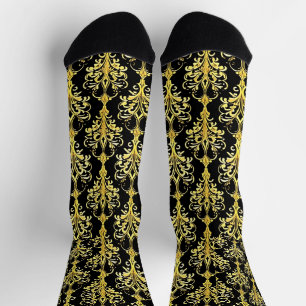 Calcetines Fancy Retro Style Black and Gold Socks