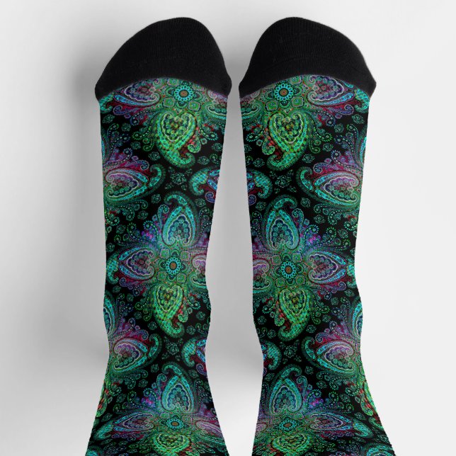 Calcetines Fancy Verde azulado Paisley (Arriba)