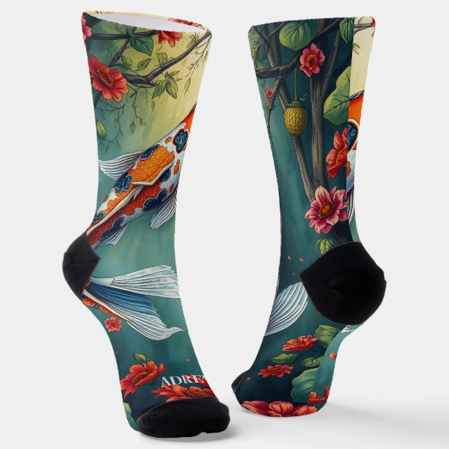 Calcetines Fancy Watercolor Koi Fish Crew Socks (Angular)