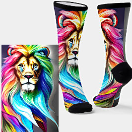 Calcetines Fantasía Colores de Arcoiris Brillantes Leo Lion M