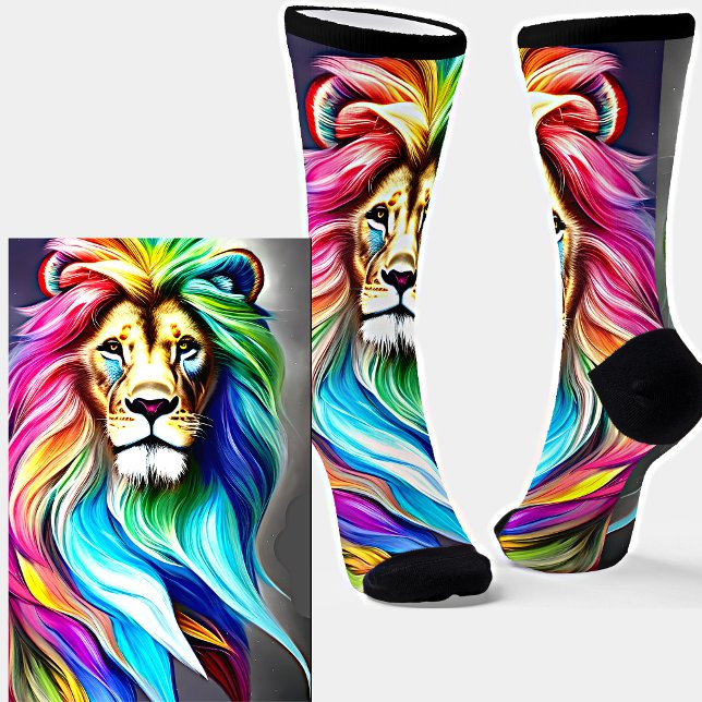 Calcetines Fantasía Colores de Arcoiris Brillantes Leo Lion M (Subido por el creador)