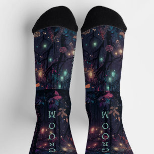 Calcetines Fantasía floral personalizada Groom Art