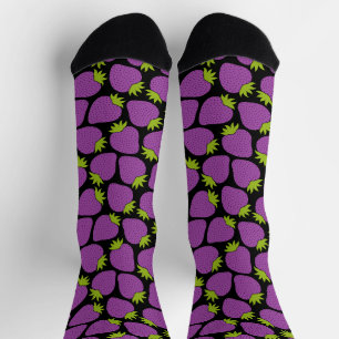 Calcetines Fantasioso patrón de fresa Halloween púrpura
