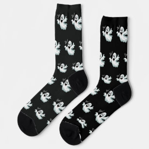 Calcetines Fantasma negro lindo y feliz