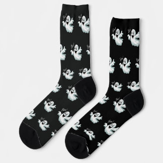 Calcetines Fantasma negro lindo y feliz